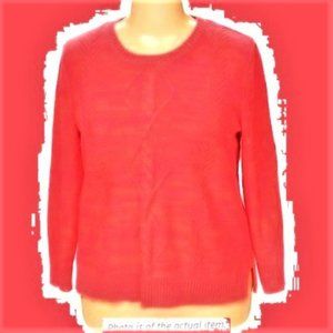Coral Color Decorative Knit Crew Neck Sweater